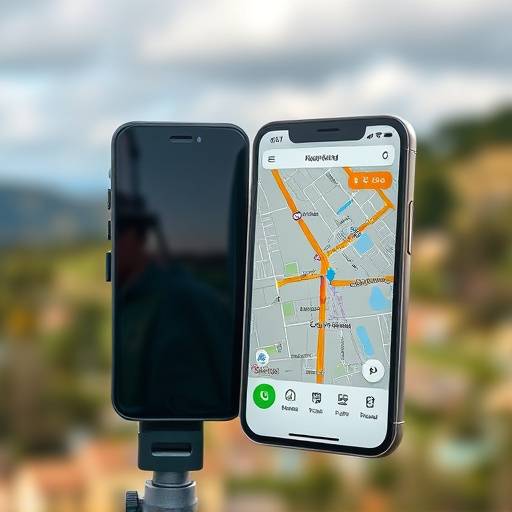 A GPS device and a smartphone with a navigation app open