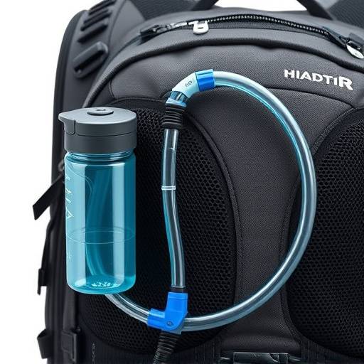 A modern hydration backpack with a drinking tube