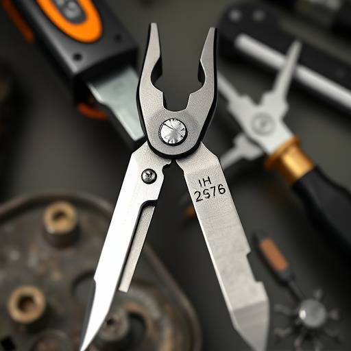 A multi-tool with various functions like pliers, knife, and screwdrivers