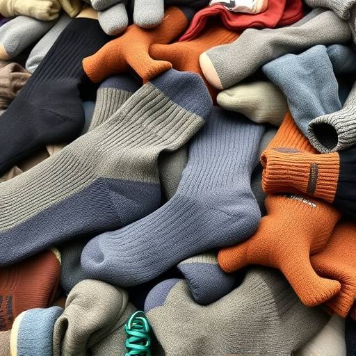 A pile of various hiking socks: wool, synthetic, and moisture-wicking materials