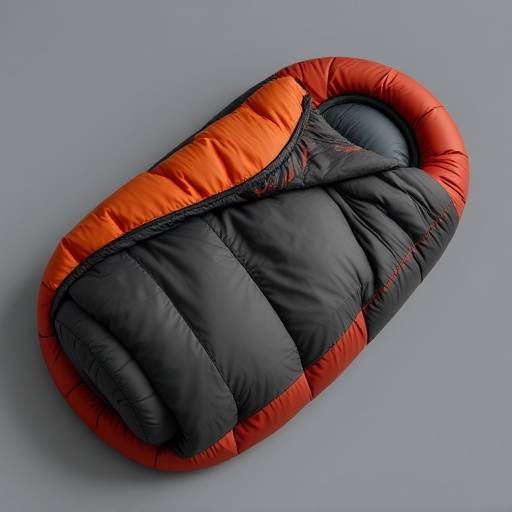 A rolled-up sleeping bag and a compact sleeping pad