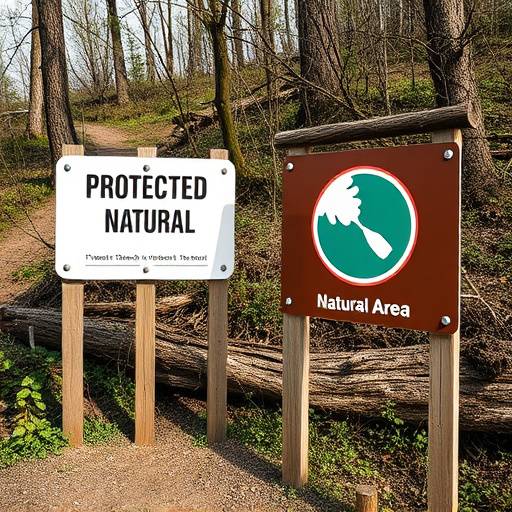 Signage indicating a protected natural area.